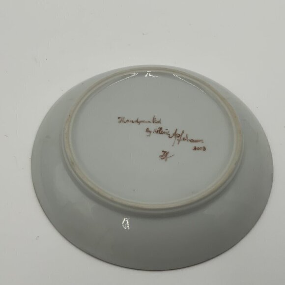 Signed 2003 Hand Painted Porcelain Dish by Belgium Artist Helene Apfelbaum - Picture 5 of 6